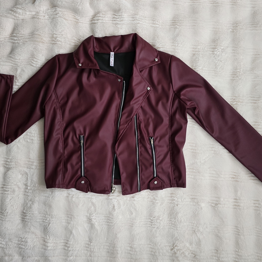 Elegant Burgundy Leather Jacket for Women